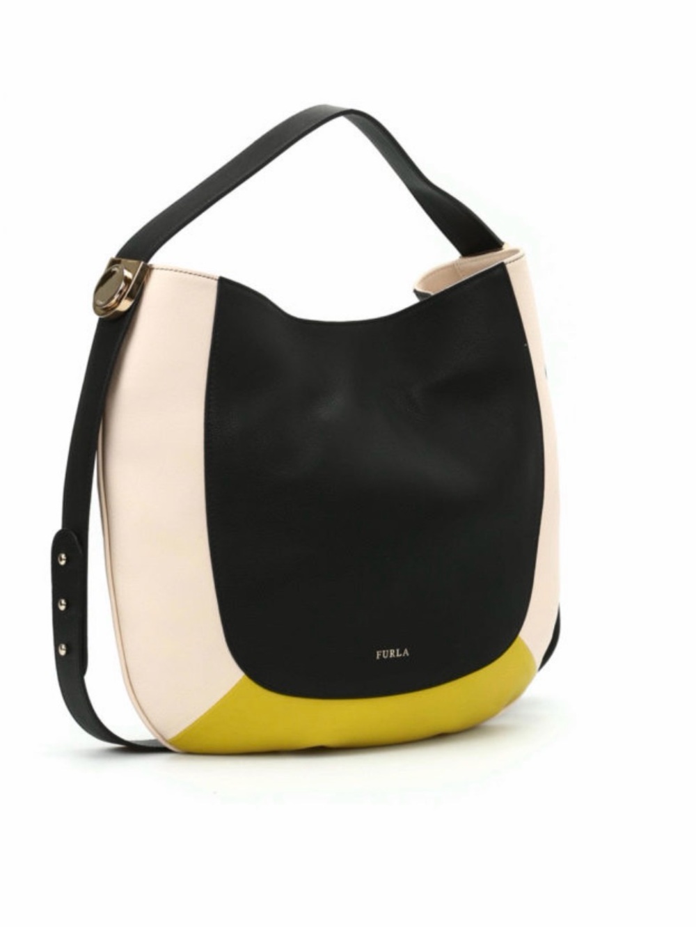 Furla Luna M Hobo SS16 Onyx Jade Conchiglia Colorblock Leather Bag